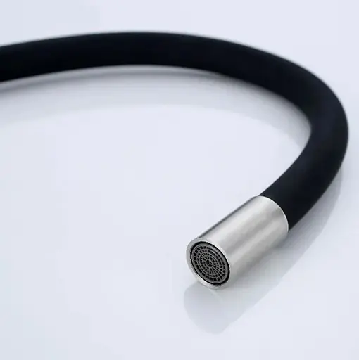 Змішувач для кухонної мийки Udis EZA4-F090KB нержавійка, гнучкий силіконовий вилив Чорний 30412 - фото 4