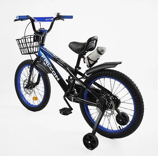 Велосипед Corso Falcon 20" 2-х колёсный FL-20745 стальная рама, дисковые тормоза, доп. колёса, звонок, корзина, собран на 85% (6800070207450) - фото 3