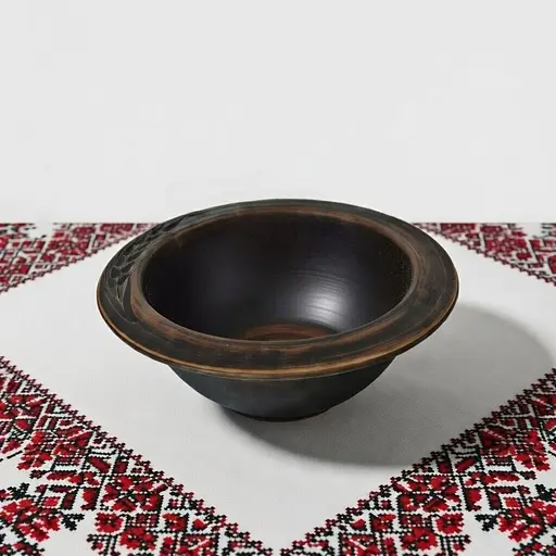 Миска для галушек из красной глины 700 мл Колосок молоченная керамика Украинская глиняная посуда - фото 2