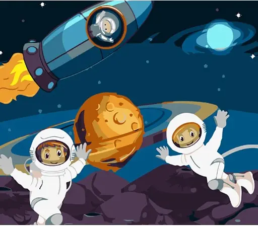 Набор для росписи по номерам Друзья космонавты, Strateg, 30x40 см, SS6716