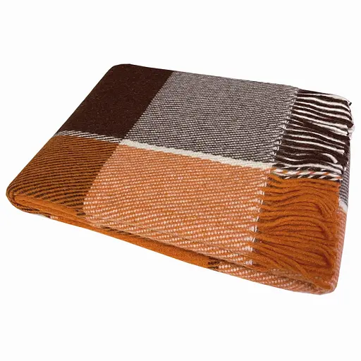 Плед вовняний Vladi Ельф 200х220 біло-помаранчево-теракотовий 1 - фото 1