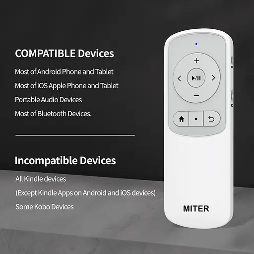 Пульт дистанционного управления MITER Bluetooth Page Turner для электронных книг iPad, планшетов iPhone Boox - фото 4