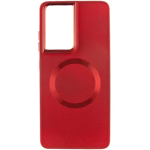 TPU чехол Bonbon Metal Style with MagSafe для Samsung Galaxy S22 Ultra Красный / Red - фото 2