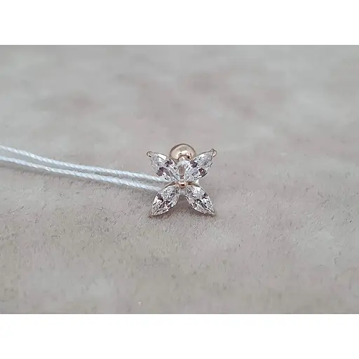 Золотая серьга для пирсинга хеликса Ирий с фианитами. З40070.1 - фото 3