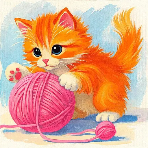 Полотно на ХДФ с контуром Arteo Рыжий котенок 20×20 хлопок акрил