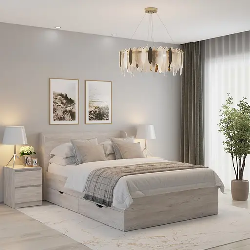 Ліжко двоспальне MebelStar Адель з ящиками 140x200 см Аляска сірий (MBS-1001)