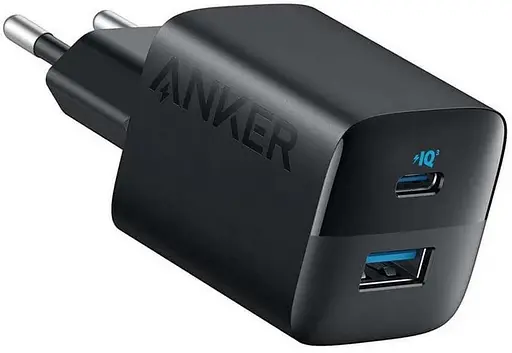 Блок живлення зарядний пристрій Anker PowerPort 323 PowerIQ 2 порти Type-C чорний - фото 1