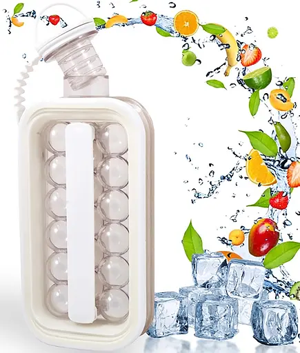 Форма для кубиков льда портативная силиконовая переносная бутылка на 17 шариков DIY ICE, Kitchen Master Белый 86116 - фото 4