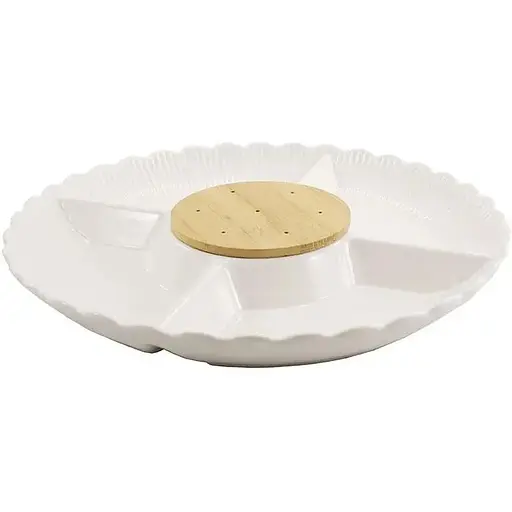 Менажниця Interos порцелянова 4 секційна 25.5 см біла PJ03451-S