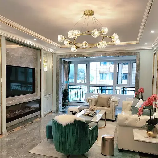 Люстра светодиодная потолочная 8816 (Золотистый) 10+5 плафонов - фото 2