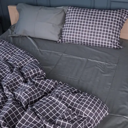 Простирадло MirSon Сатин 22-1372 Silver Checkered 200x220 см (2200010474626)