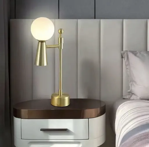 Золота лампа ABELINA з білим плафоном на два джерела світла Line.F YG 8006-2T GD - фото 1