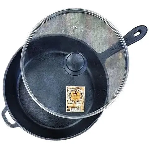 Сковорода чавунна Maysternya з литою ручкою та скляною кришкою 28 см (Т204С3)