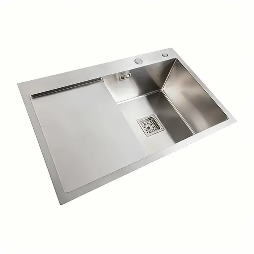 Кухонная мойка Platinum Handmade нержавейка 78x50B R (два отверстия, квадратный сифон 3.0/1.0), Нержавеющая сталь - фото 2