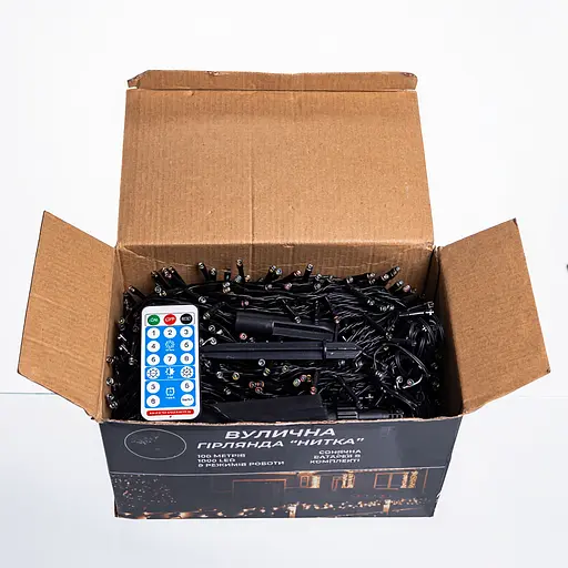 Новорічна гірлянда вулична GarlandoPro 100 м 1000 LED із сонячною батареєю 8 режимів роботи чорний провід Мультиколор SB1000L100MBML - фото 3