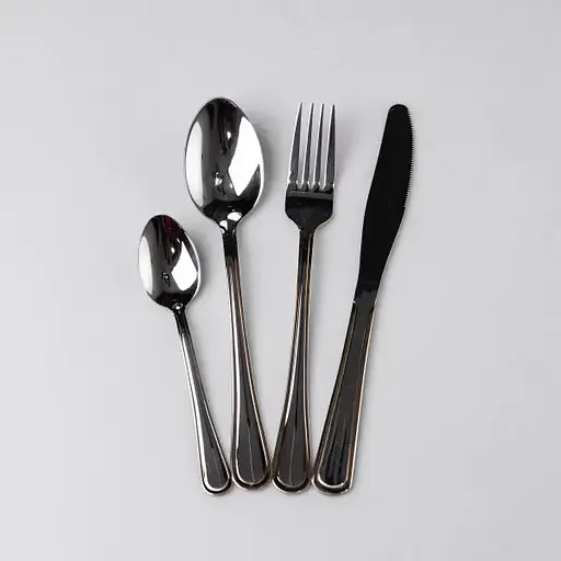 Набор столовых приборов Yiwu из нержавеющей стали на 6 персон 24 предмета столовая ложка вилка чем серебристый подарочная упаковка HP-16978-25 - фото 1