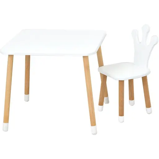 Столик со стулом Bambi "Корона" 06-025W-SQUARE белый
