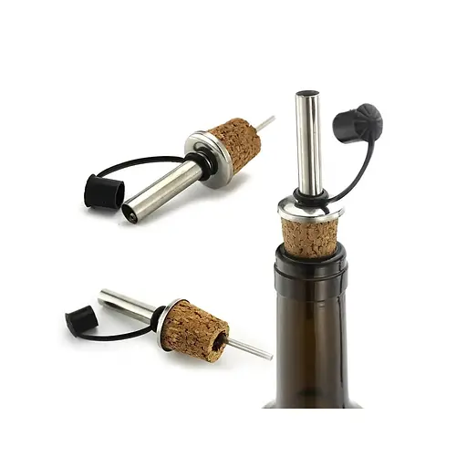 Пробка-носик гейзер дозатор пробковий для розливу з пляшки з носиком з нерж. сталі (2 шт. у комплекті), Kitchen Master Чорний 86530 - фото 3