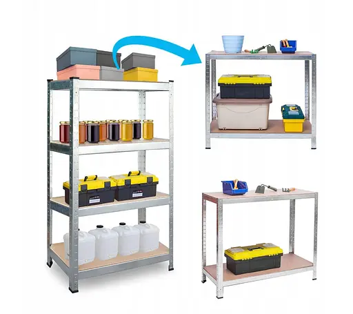 Стелаж металевий 150x70x30 4 полиці (сірий) - фото 4