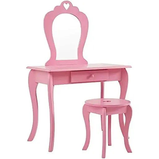 Детский туалетный столик Chomik Elsa с зеркалом + розовый стул