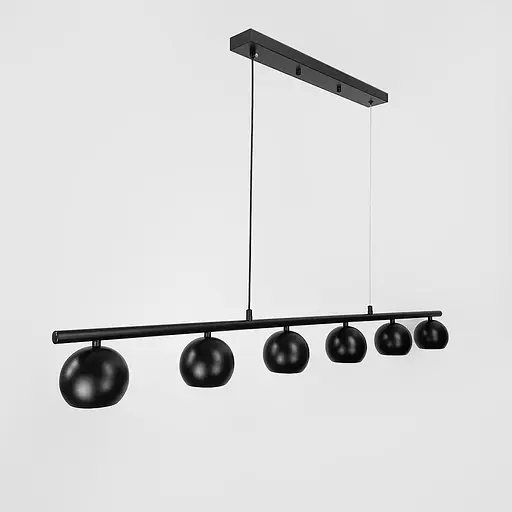 Чорна металева люстра на 6 плафонів 120 см | Арт. MJ 208-1200 BK | Line F - фото 4