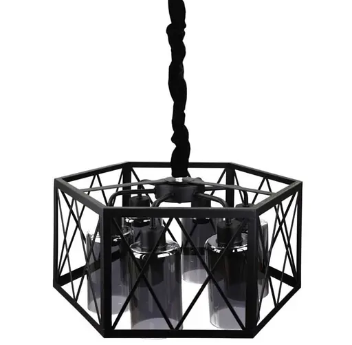 Люстра Loft на 6 ламп в чорному корпусі Line.F Колір плафона Янтарний - фото 6