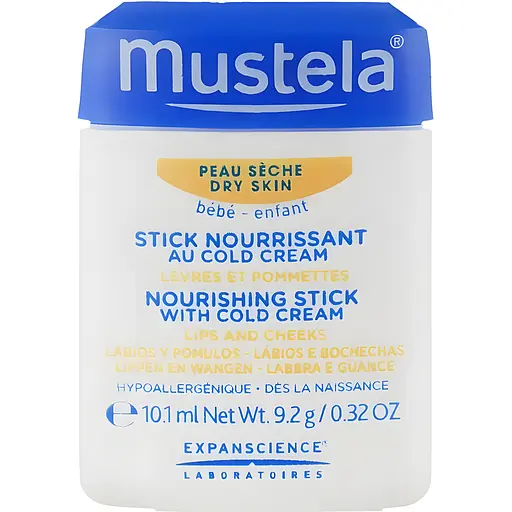 Детский стик для губ и лица Mustela Bebe Nourishing Stick с колд-кремом питательный 9.2 г - фото 1