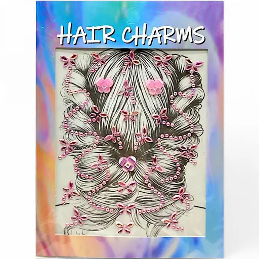 Наклейки-стрази для волосся 2715-17/3, на аркуші (6955556326880) Рожевий - фото 1