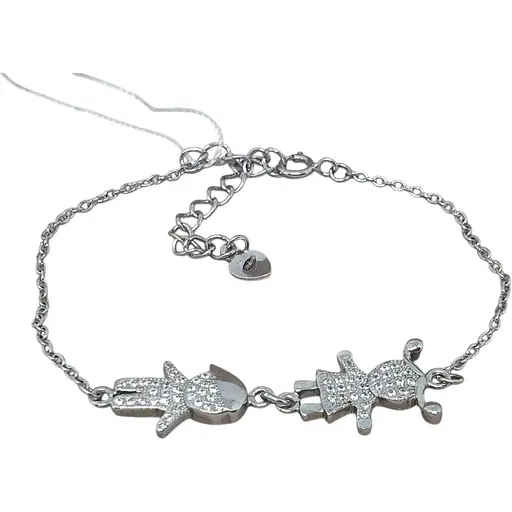 Серебряный браслет TOP Silver Сладкая парочка с фианитами. 550152Б