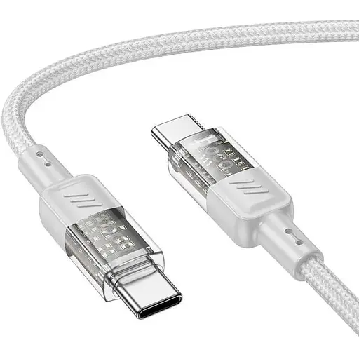 Кабель Hoco Spirit Type-C to Type-C transparent charging data cable U129 60W/3A 1.2 м