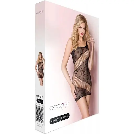 Сітчаста чорна міні-сукня Casmir CA001 на одне плече з контрастним малюнком One size - фото 5