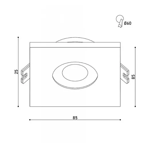 Світильник точковий врізний KLOODI KD-DESNA SQ85 IP65 BK - фото 2