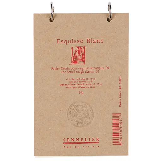 Скетчбук для эскизов на металлических кольцах Esquisse Sennelier, 50 листов, 90 г/м, 10x15 см