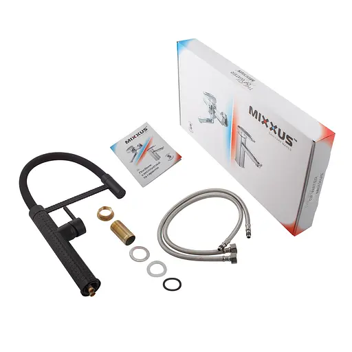 Смеситель для кухни Mixxus Premium Oliwer 017 Black с гибким изливом MI6966 Черный матовый - фото 6