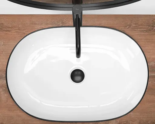 Умивальник Rea Cleo 61 накладний white black edge REA-U6210, Білий - фото 4