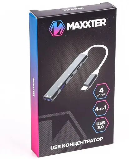 USB-хаб Maxxter USB 3.0 HU3C-4P-03 (HU3C-4P-03) - фото 3