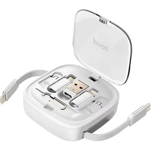 Кабель Hoco U140 Retractable charging data cable set Білий