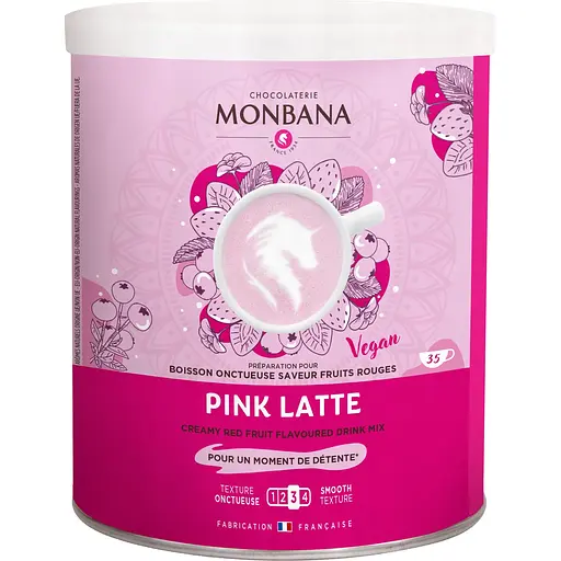 Суха суміш Monbana Pink Latte для приготування лате з ароматом червоних ягід 350 г 