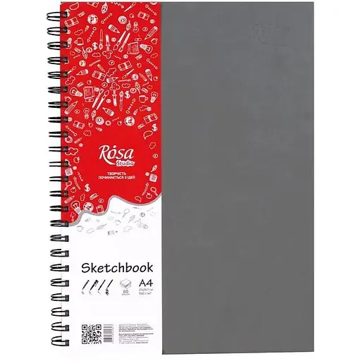 Блокнот на спирали A4 Rosa Studio (21х29.7см) 100г/м2 80л серый - фото 1