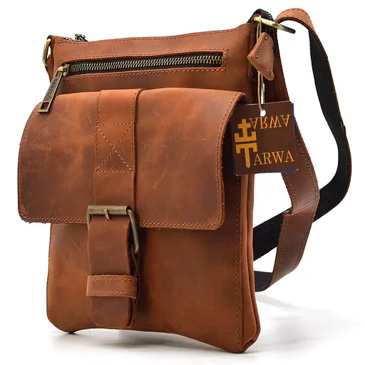 Кожаная мужская сумка через плечо TARWA 24х30х4 см sum0025724 - фото 3