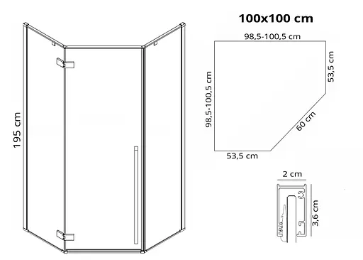 Душова кабіна Rea Diamond 100x100 gold REA-K6616, Золотий, Універсальна, прозорий - фото 6