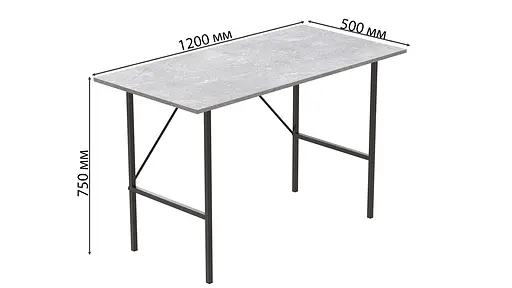 Стіл письмовий LINE Тайм Ferrum-decor 750x1200x500 Чорний метал ДСП Бетон 16 мм (FRD-104884) - фото 3