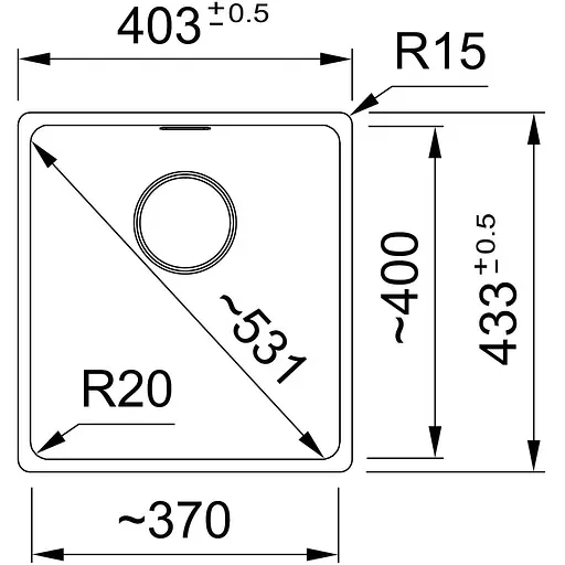 Кухонна мийка Franke Maris, фраграніт, прямокутник, без крил, 553х433х200мм, чаша - 1, монтаж під стільницю, MRG 110-37, сірий камінь - фото 3
