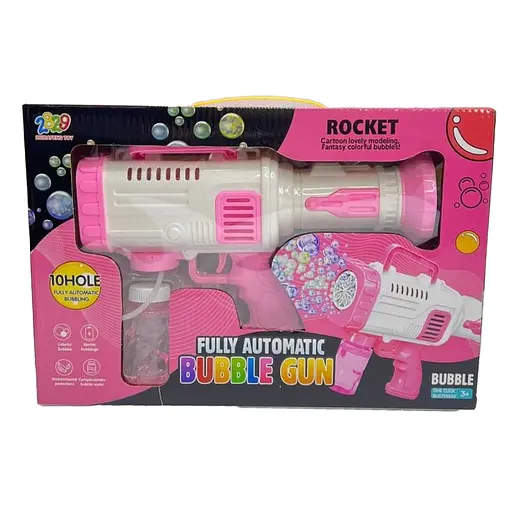 Пистолет мыльных пузырей, 26 см, свет, мыльный раствор