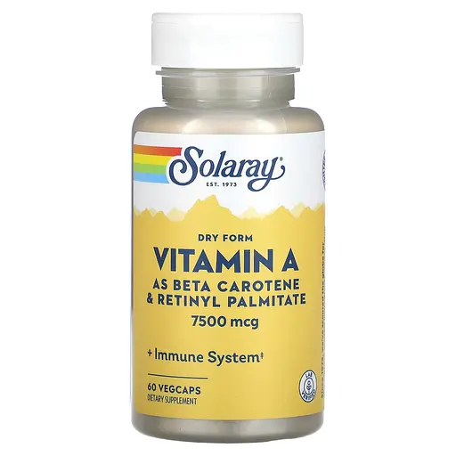 Вітамін А Solaray Dry Vitamin A 7500 мкг 60 вегетаріанських капсул - фото 1