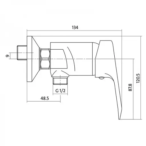 Змішувач для душу Cersanit Amet S951-027 одноважільний Хром 30412 - фото 2