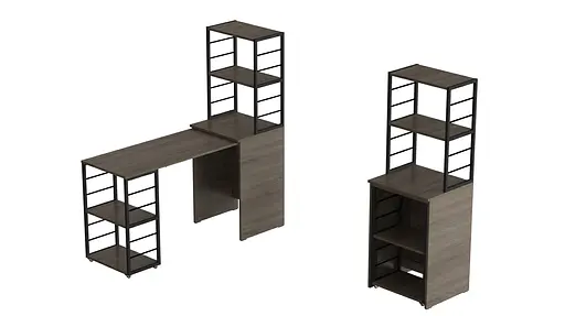 Стіл-тумба трансформер Смарт 3/2 з етажеркою Ferrum-decor 1430x1450x600 Чорний метал ДСП Дуб Сонома Трюфель 16 мм (FRD-105120) - фото 8