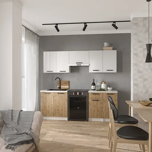 Кухня модульная MebelStar Nika 2,2 м Аляска белый/Дуб тахо (MBS-1450)