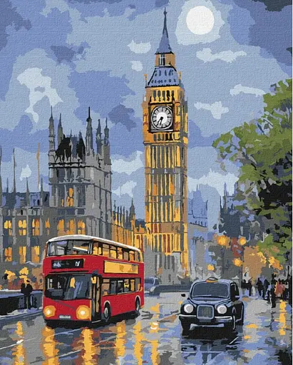 Набір для розпису по номерах Лондон вночі, Ideyka, 40x50 см, КНО3662