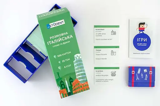 Настільна гра English Student Картки для вивчення розмовної італійської мови English Student (укр.) (41315843)